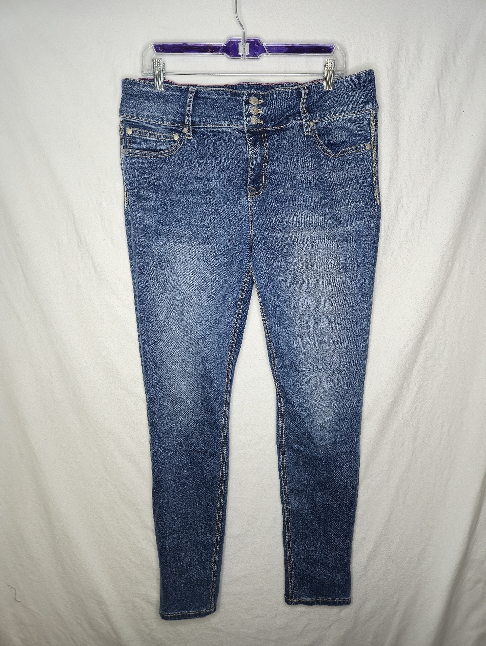 Warehouse One Ladies Bottoms Up Skinny Denim Blue Jeans 34 Regular
